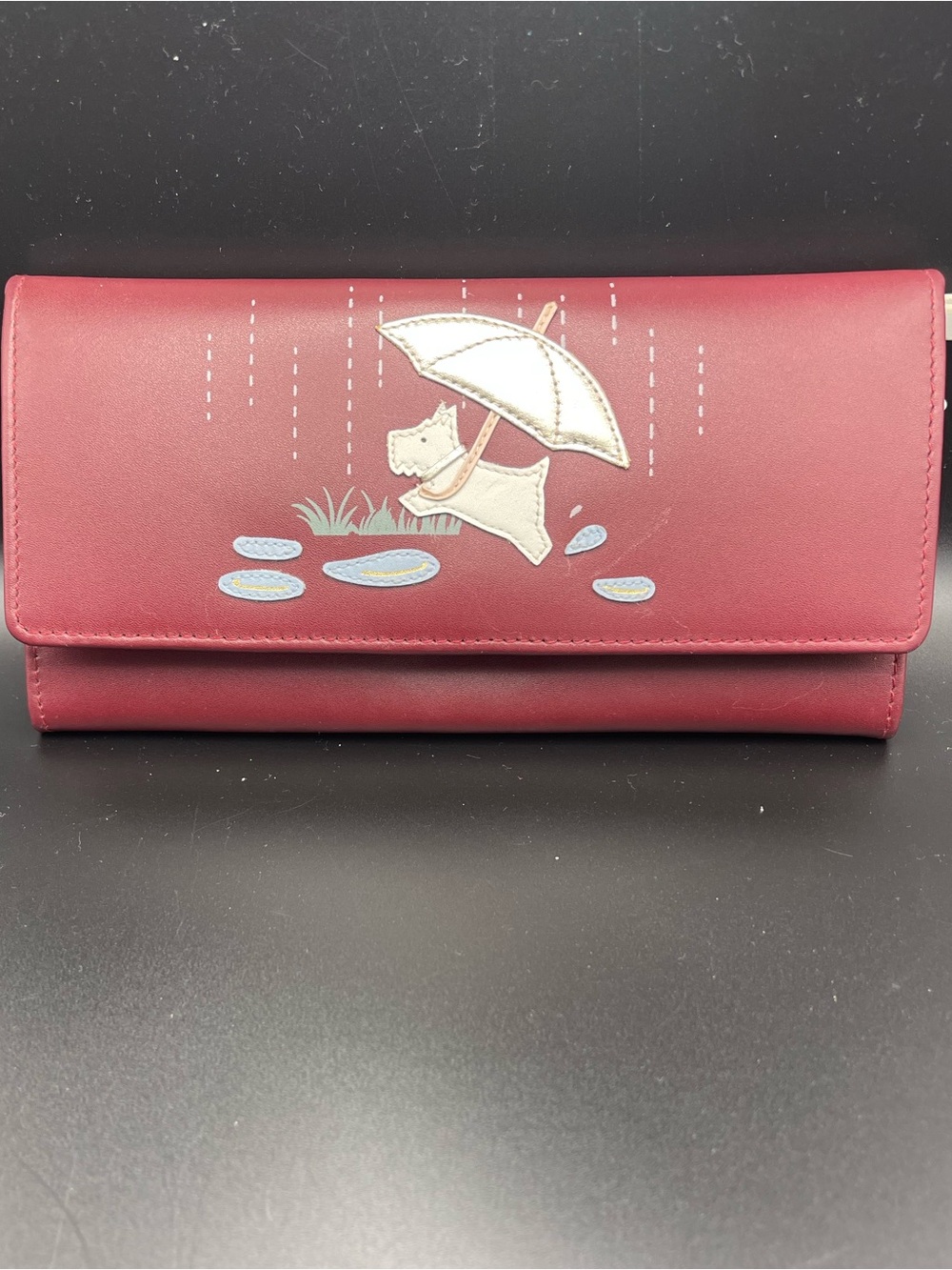 Radley London Large Women's Wallet with Scottie Dog and Umbrella Motif. Merlot